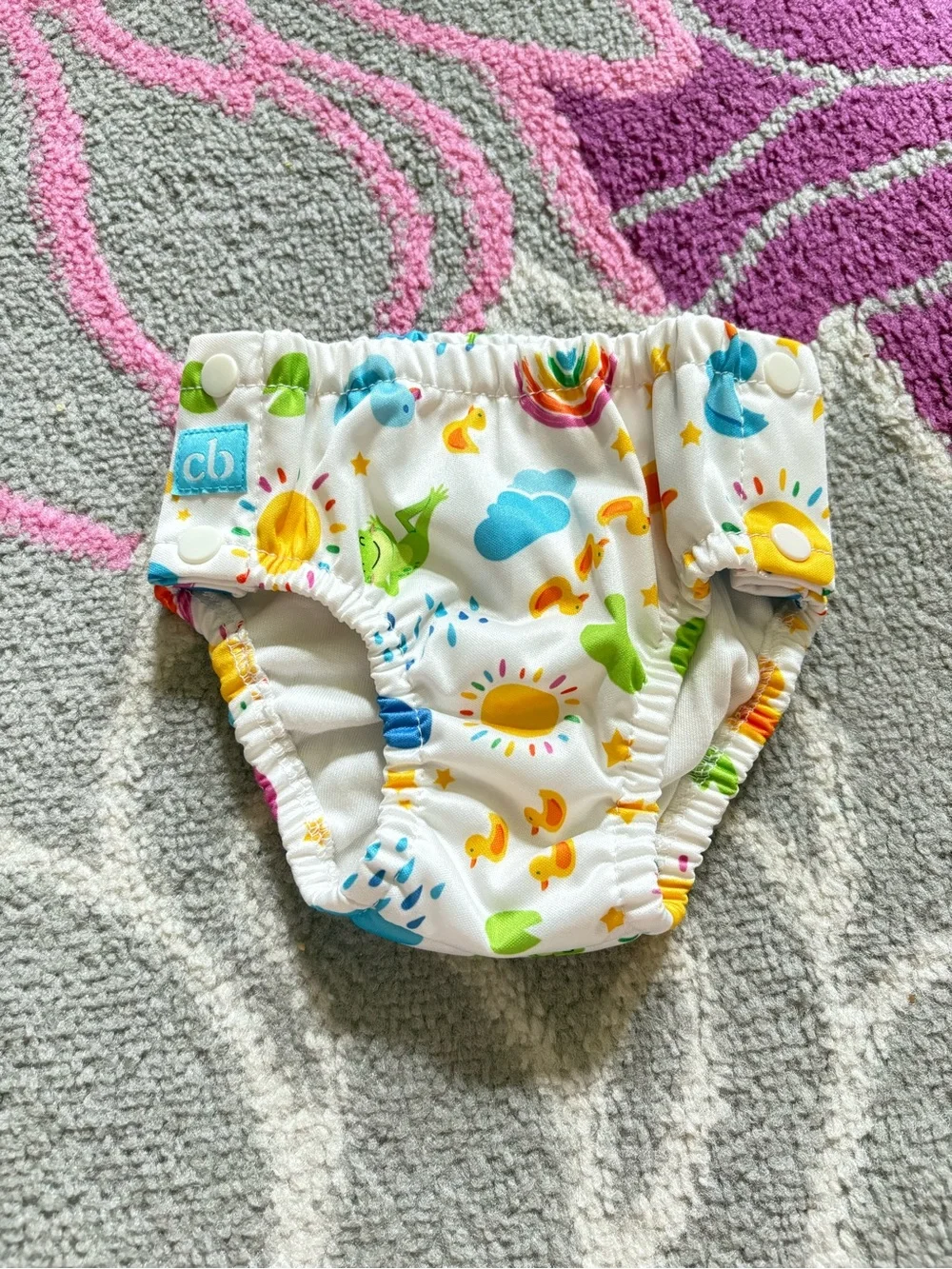 Charlie Banana Spring Print “Hello Sunshine” Swim Diaper with Snaps 16-28 lbs